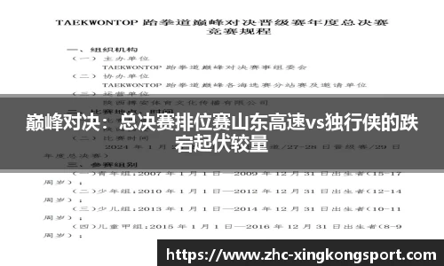 巅峰对决：总决赛排位赛山东高速vs独行侠的跌宕起伏较量